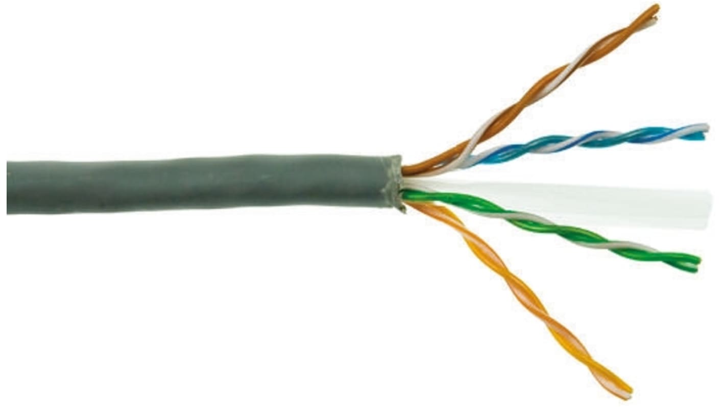 Cable Ethernet Cat6 U/UTP RS PRO de color Gris, long. 305m, funda de PVC