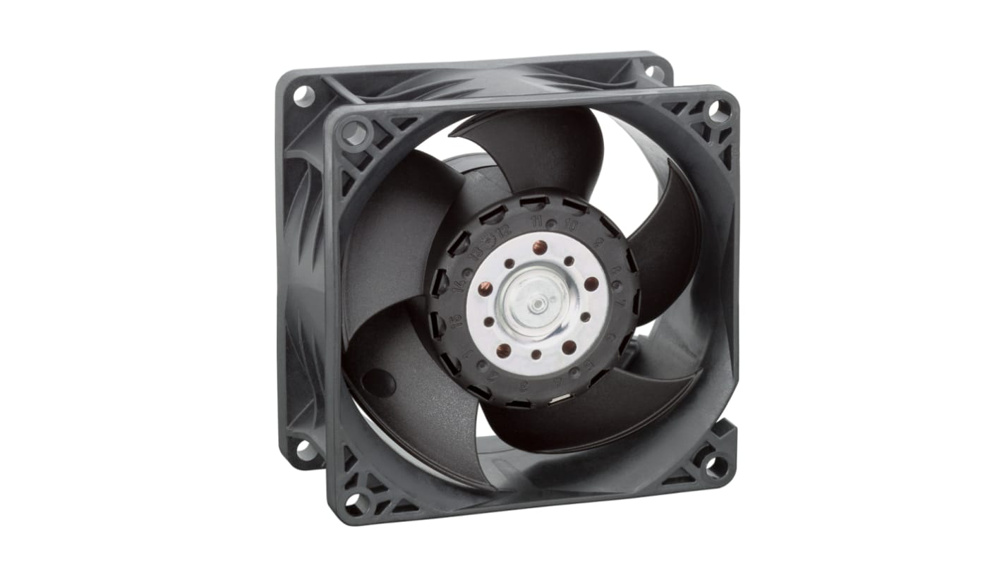 ebm-papst 8200J Series Axial Fan, 48 V dc, DC Operation, 223m³/h, 36W, 80 x 80 x 38mm