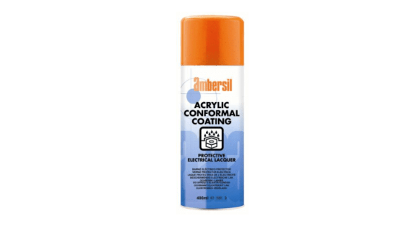 Ambersil Transparent Acrylic Resin Conformal Coating, 400 ml Aerosol, -40°C min, +60°C max