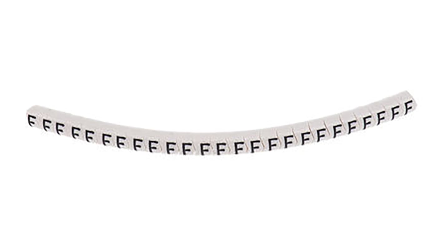 HellermannTyton Helagrip Slide On Cable Markers, Black on White, Pre-printed "F", 2 → 5mm Cable