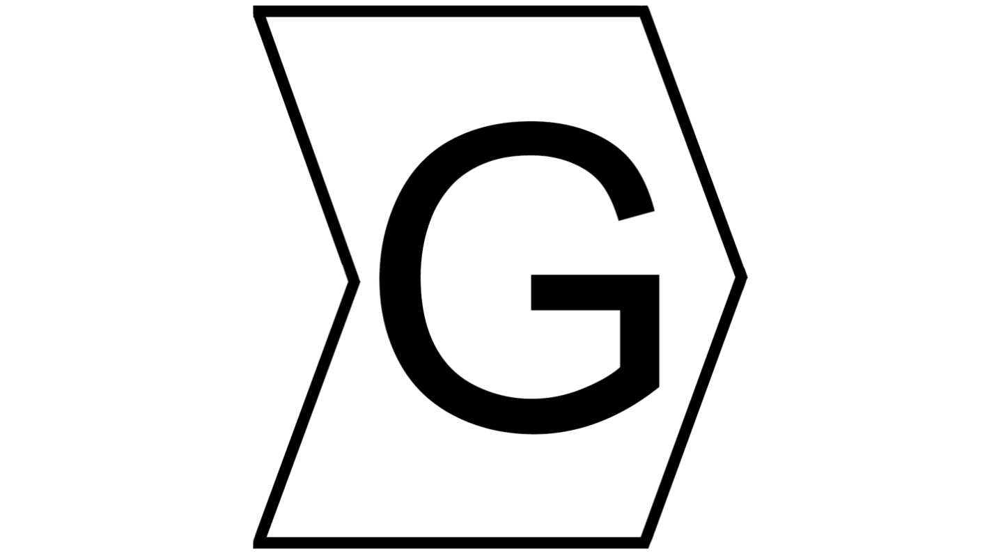 HellermannTyton Helagrip Slide On Cable Markers, Black on White, Pre-printed "G", 2 → 5mm Cable