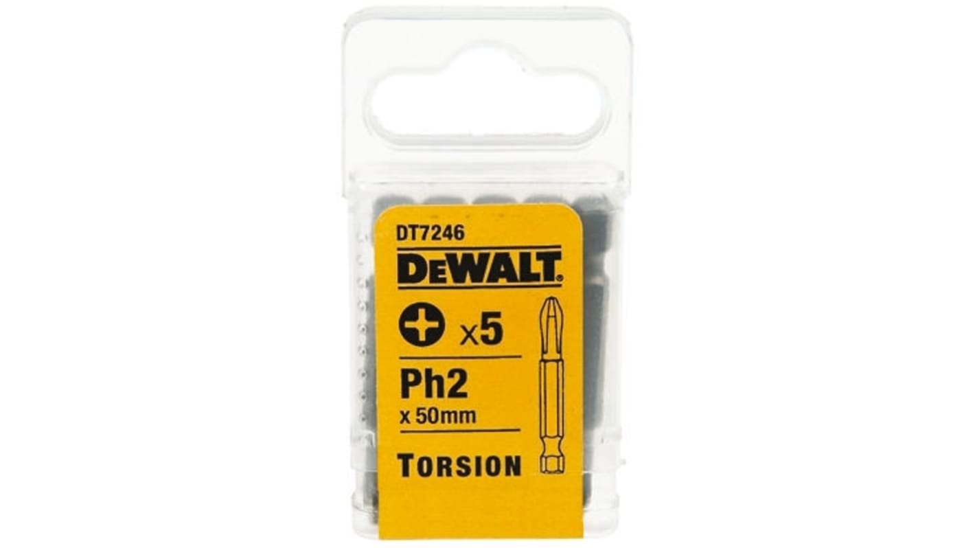 Punta de atornillar DeWALT, Phillips PH2, 5 piezas