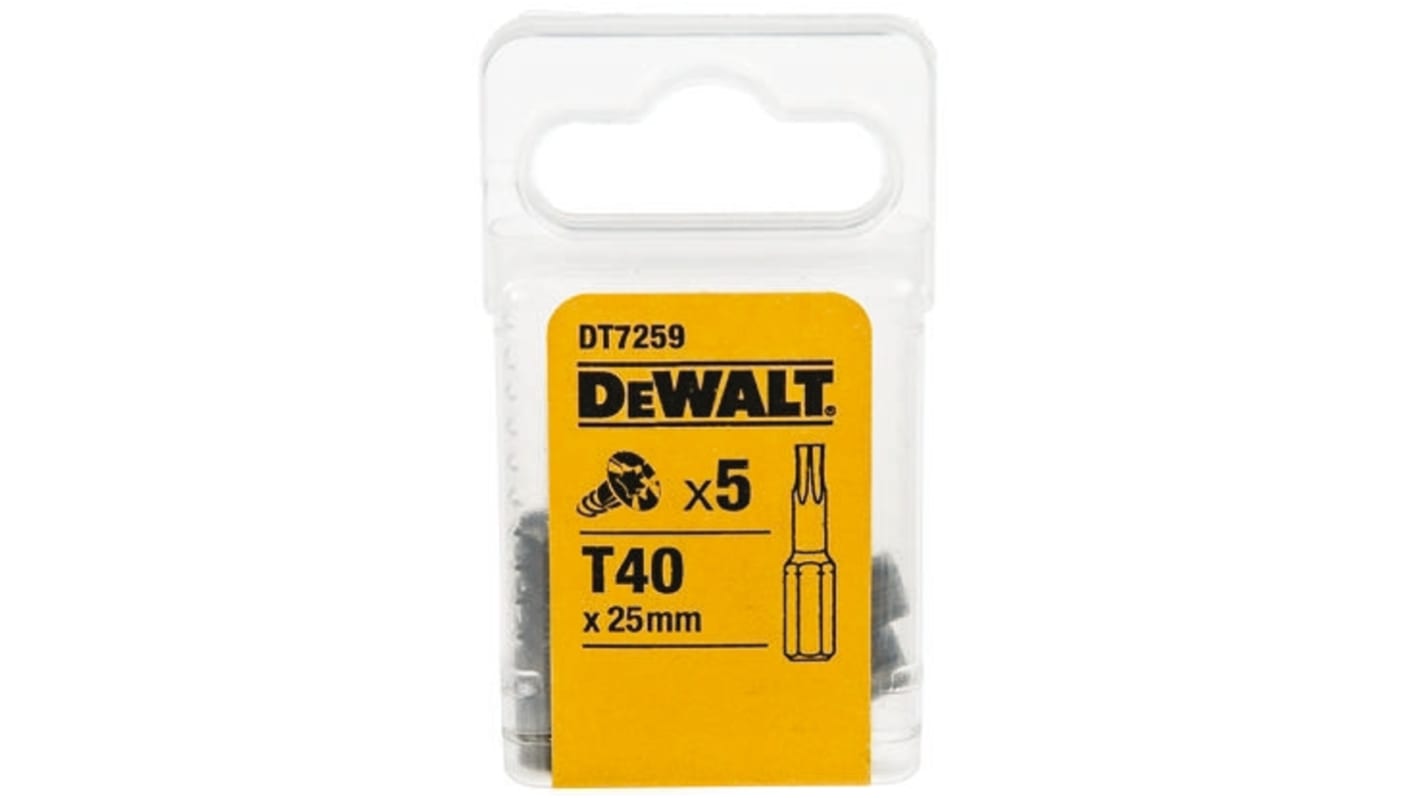 DeWALT T40 TORX® Schraubbit, Biteinsatz, 5-teilig, 25 mm