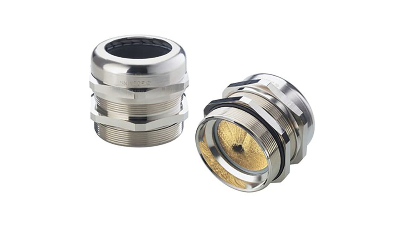 Lapp SKINTOP Series Metallic Nickel Plated Brass Cable Gland, M40 Thread, 19mm Min, 28mm Max, IP69K