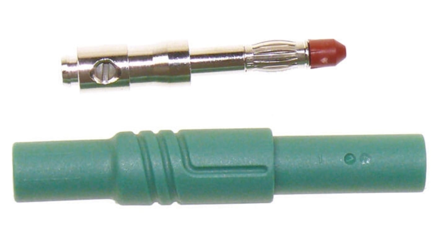 Hirschmann Test & Measurement Green Male Banana Plug, 4 mm Connector, Screw Termination, 24A, 1000V ac/dc, Nickel