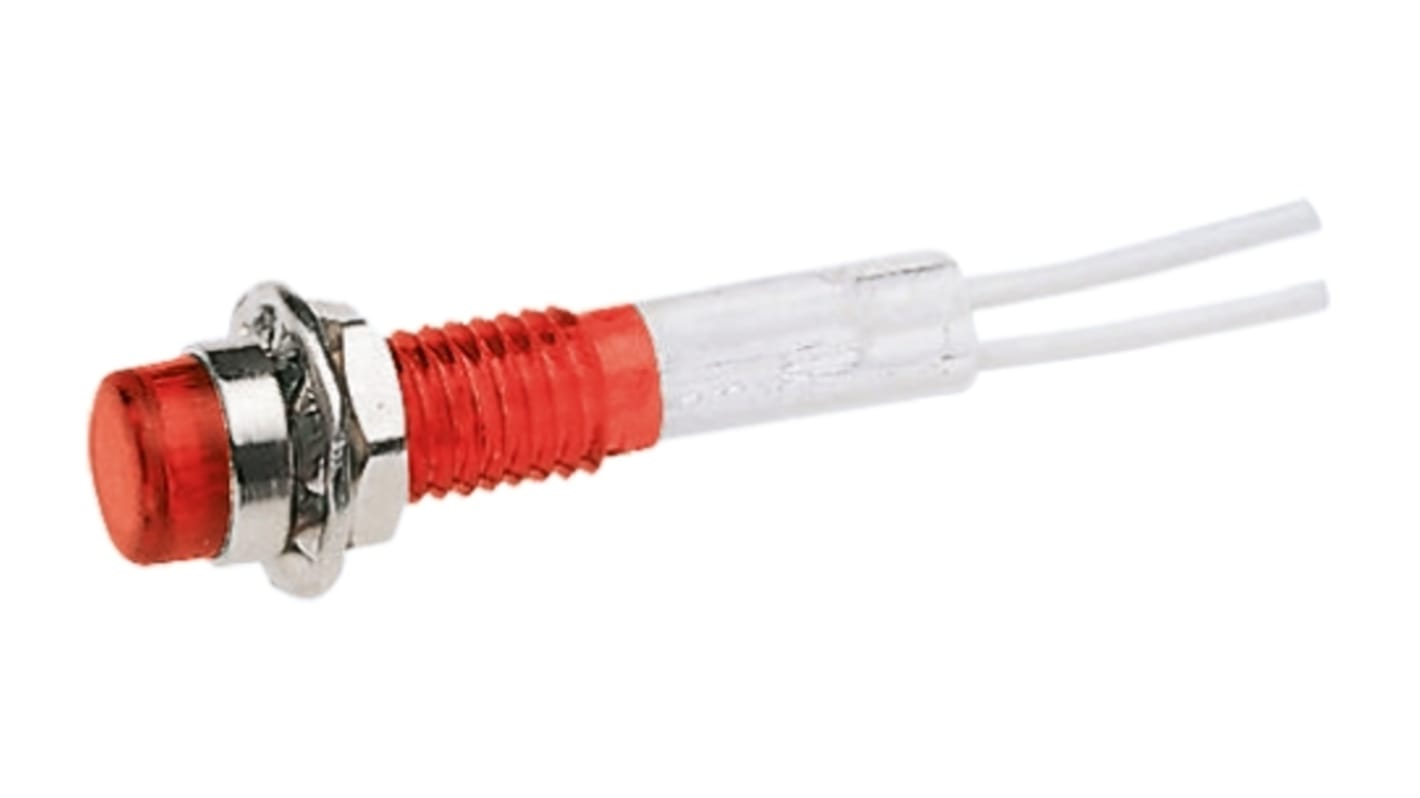 CAMDENBOSS Red Panel Mount Indicator, 14V, 6.4mm Mounting Hole Size, Lead Wires Termination