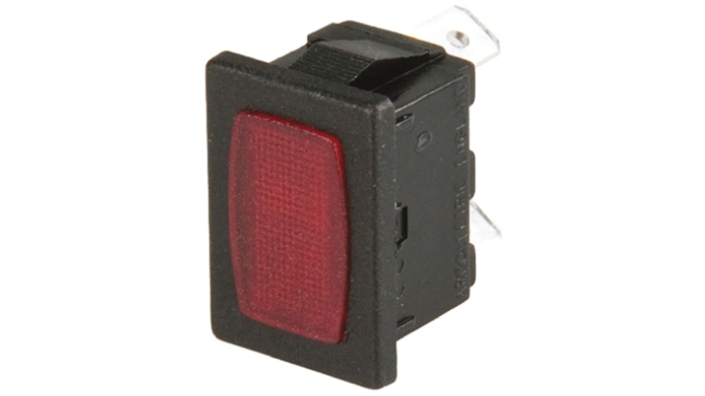 Indikátor pro montáž do panelu 19.3 x 13mm Zapuštěné barva Červená, typ žárovky: Neonová Pájecí plíšek, 230V ac
