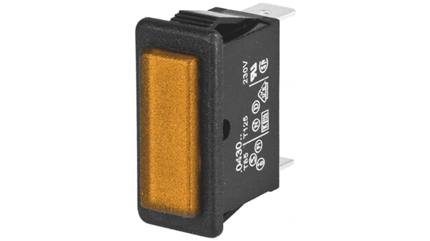 Arcolectric (Bulgin) Ltd Orange Neon Panel Mount Indicator, 230V, 28.2 x 11.5mm Mounting Hole Size