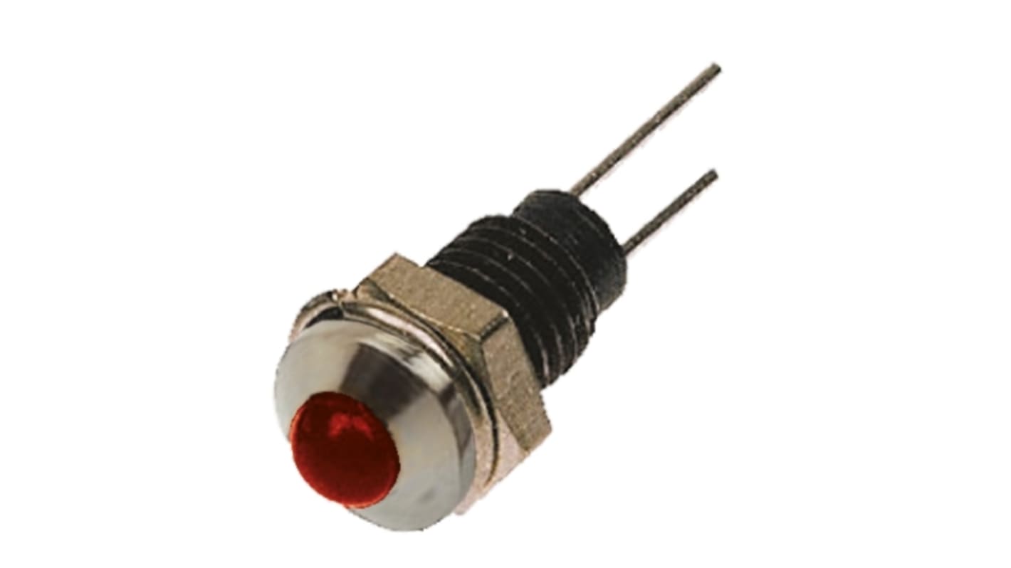 Bulgin Red Panel Mount Indicator, 2V, 6.1mm Mounting Hole Size, Lead Wires Termination