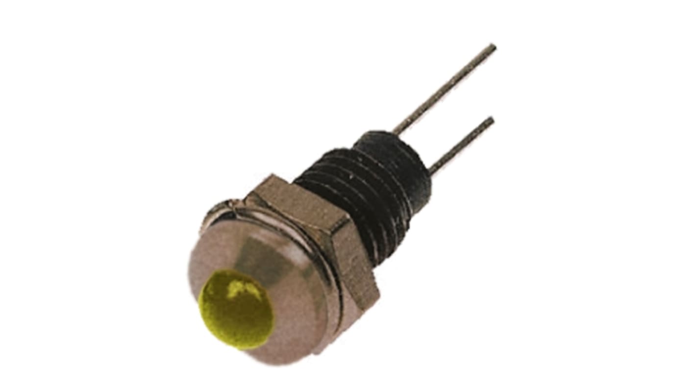 Indicador LED Bulgin, Amarillo, lente prominente, marco Cromo, Ø montaje 6.1mm, 2V, 20mA