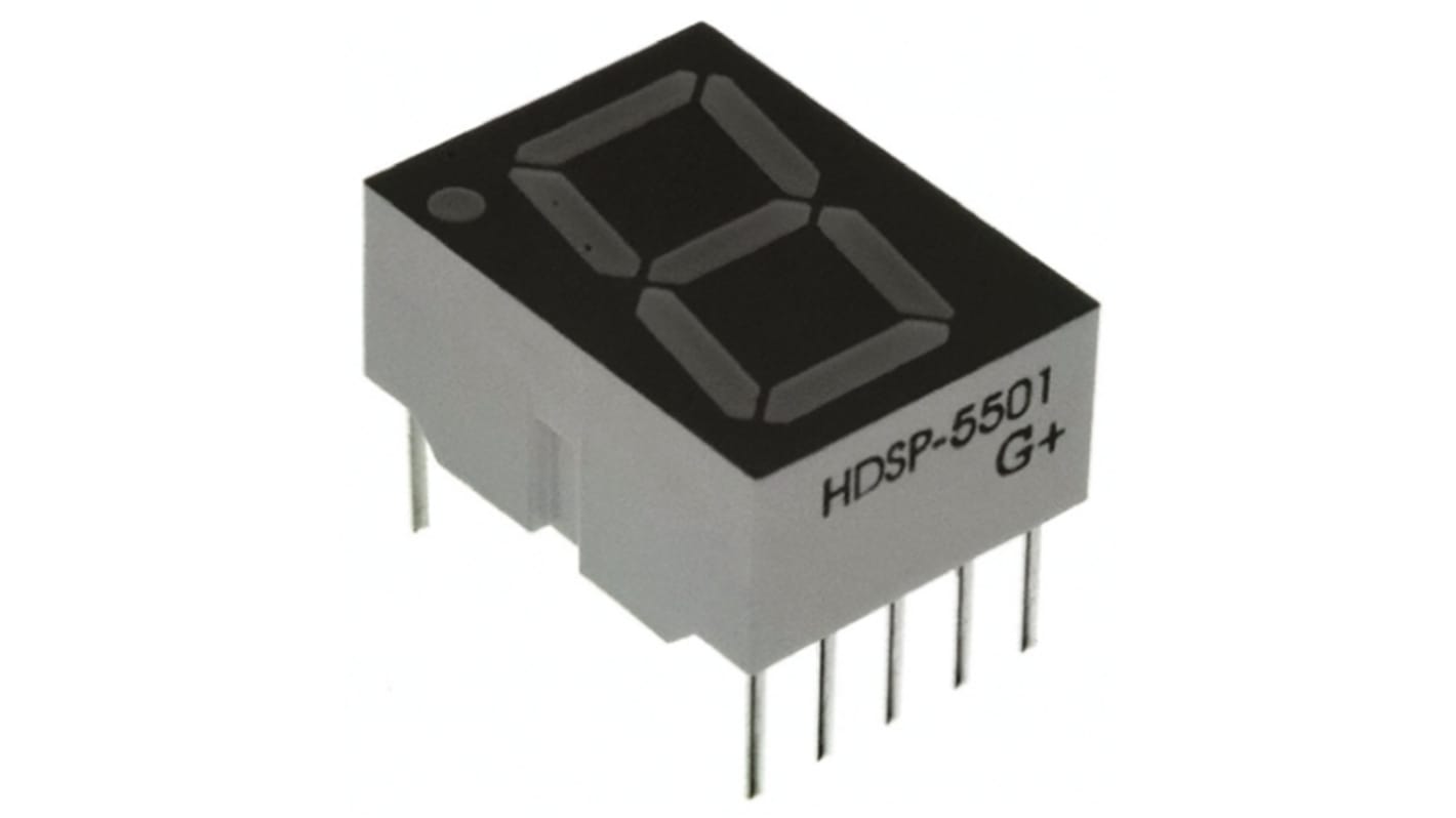 HDSP-5501 Broadcom 7-Segment LED Display, CA Red 3.7 mcd RH DP 14.2mm | RS