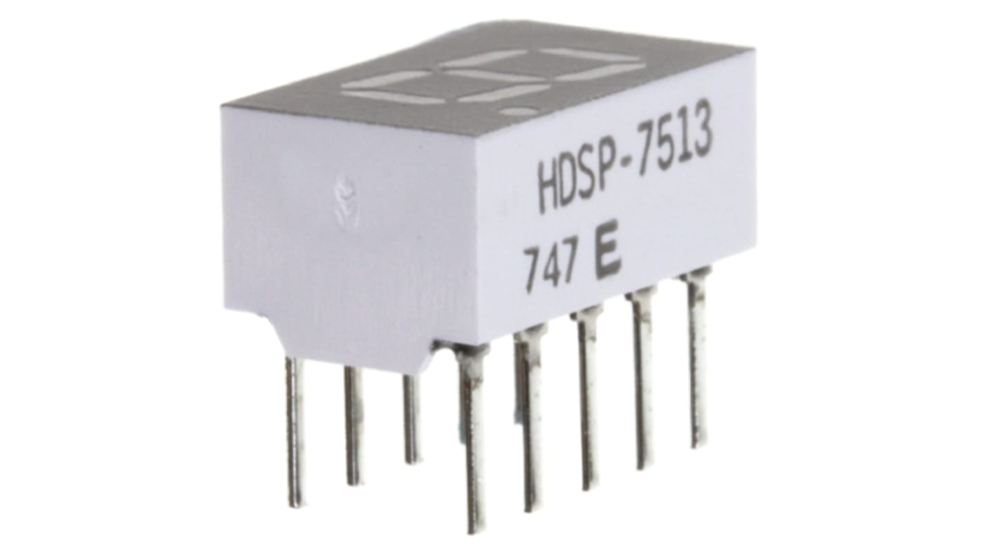 Broadcom LED-Anzeige 7-Segment, Rot Zeichenbreite 4.2mm Zeichenhöhe 7.6mm THT