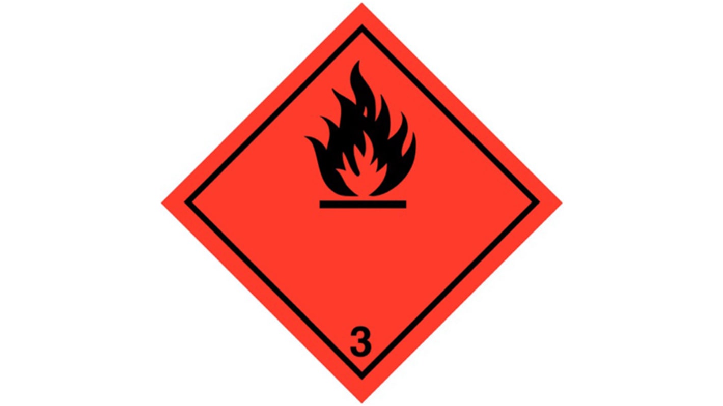 RS PRO Vinyl Safety Labels, Highly Flammable-Text 100 mm x 100mm