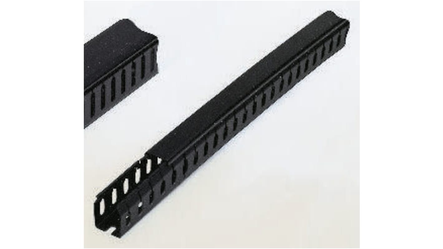 Betaduct Black Slotted Panel Trunking - Open Slot, W25 mm x D37.5mm, L2m, PVC