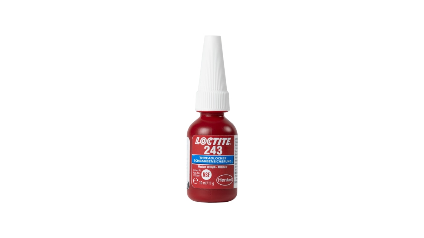 Loctite 243 Schraubensicherungsklebstoff anaerob Flüssig Blau , Flasche 10 ml, Mittelfest aushärtend in 2 h