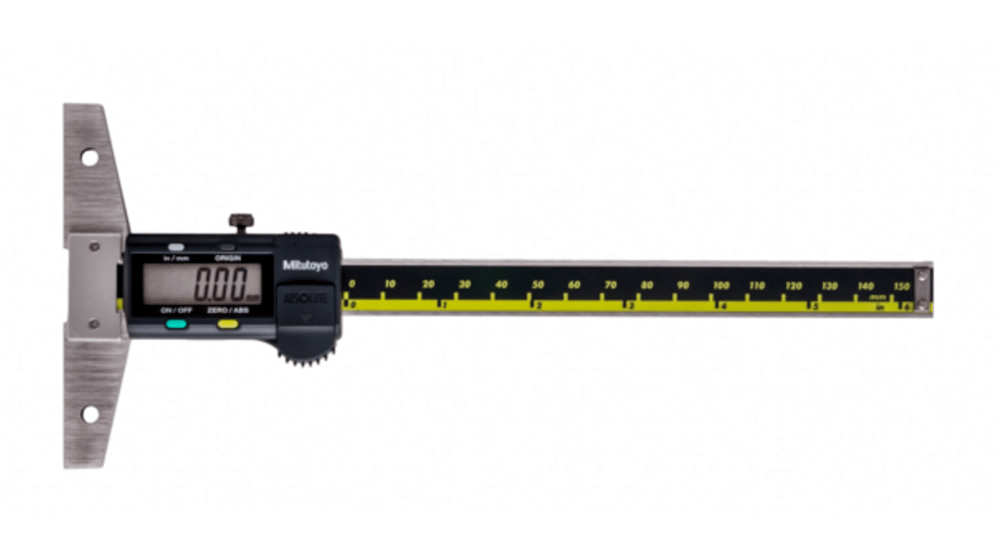 Calibre de profundidad Mitutoyo 571-211-30, 150mm, precisión ±0,001 pulg., resolución 0,01 mm, Ambos, Microlapeado,