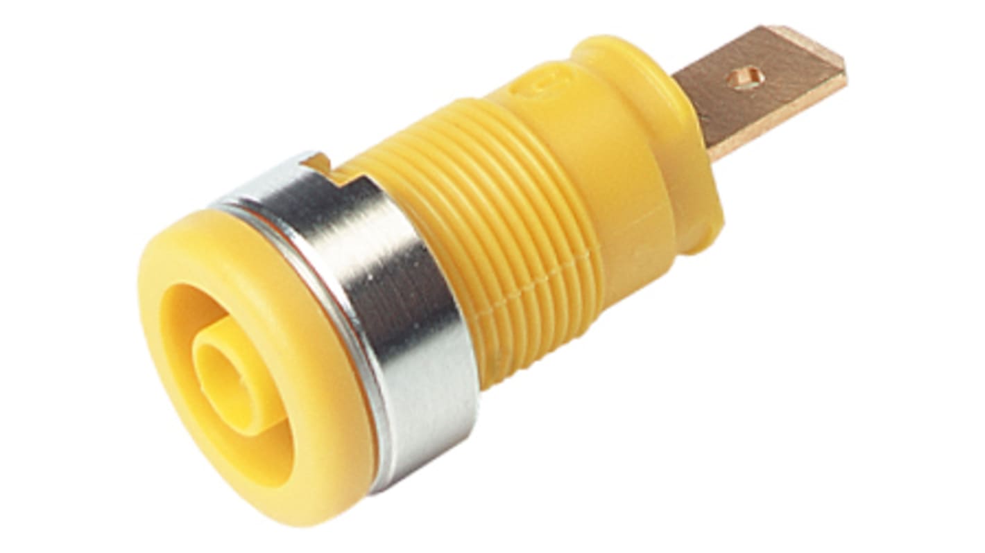 Hirschmann Test & Measurement Yellow Female Banana Socket, 4 mm Connector, Tab Termination, 32A, 1000V ac/dc, Gold