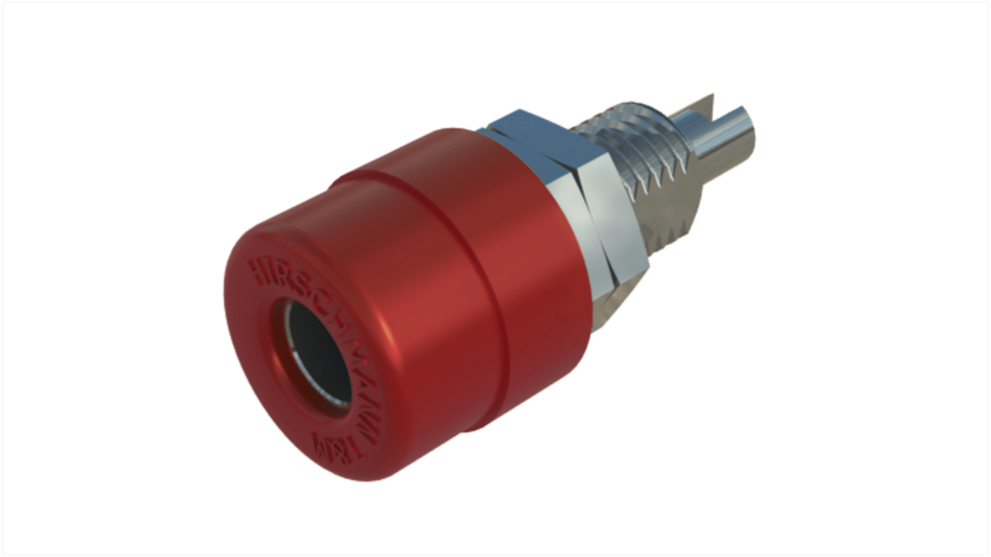 Hirschmann Test & Measurement Red Female Banana Socket, 4 mm Connector, Solder Termination, 32A, 30 V ac, 60V dc, Tin