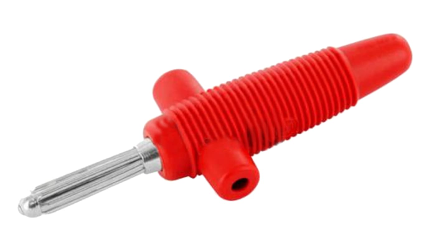 Hirschmann 4 mm Bananenstecker Rot, Kontakt vernickelt, 60V dc / 30A, Lötanschluss