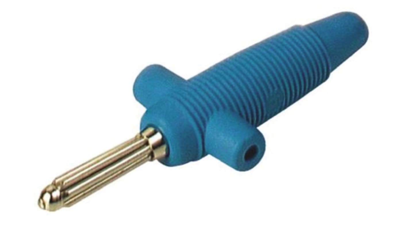 Hirschmann 4 mm Bananenstecker Blau, Kontakt vernickelt, 60V dc / 30A, Lötanschluss