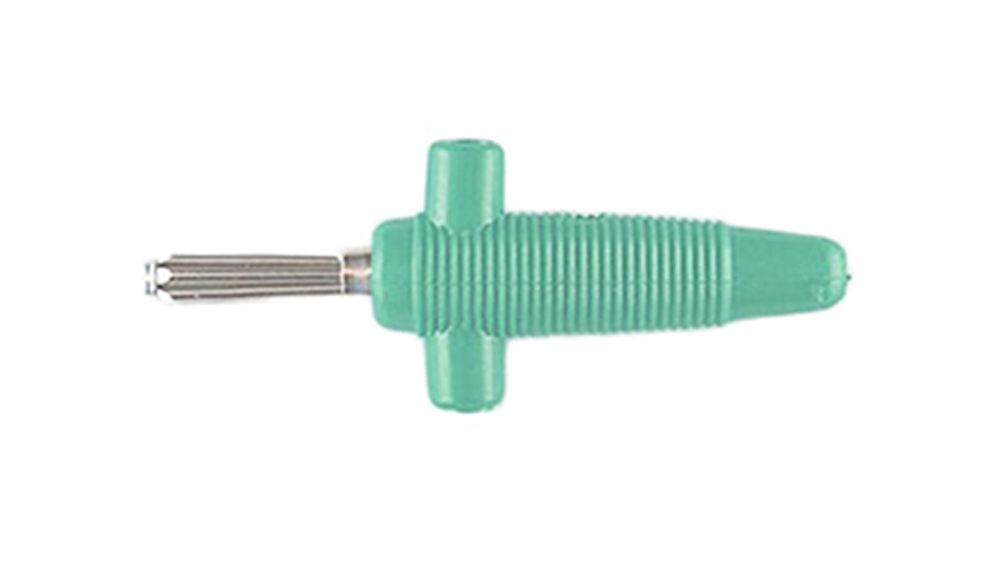 Conector banana Macho, 30A, 60V dc, Contacto Níquel, Verde