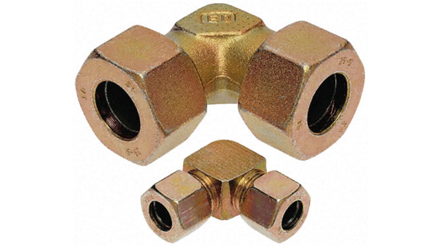 Parker Steel Zinc Plated Hydraulic Elbow Compression Tube Fitting, W10LCF