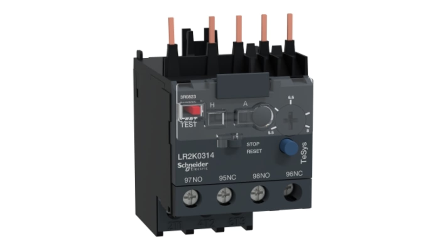 Schneider Electric LR2K Thermal Overload Relay 1NO + 1NC, 5.5 → 8 A F.L.C, 8 A Contact Rating, 100 W, 250 V dc,