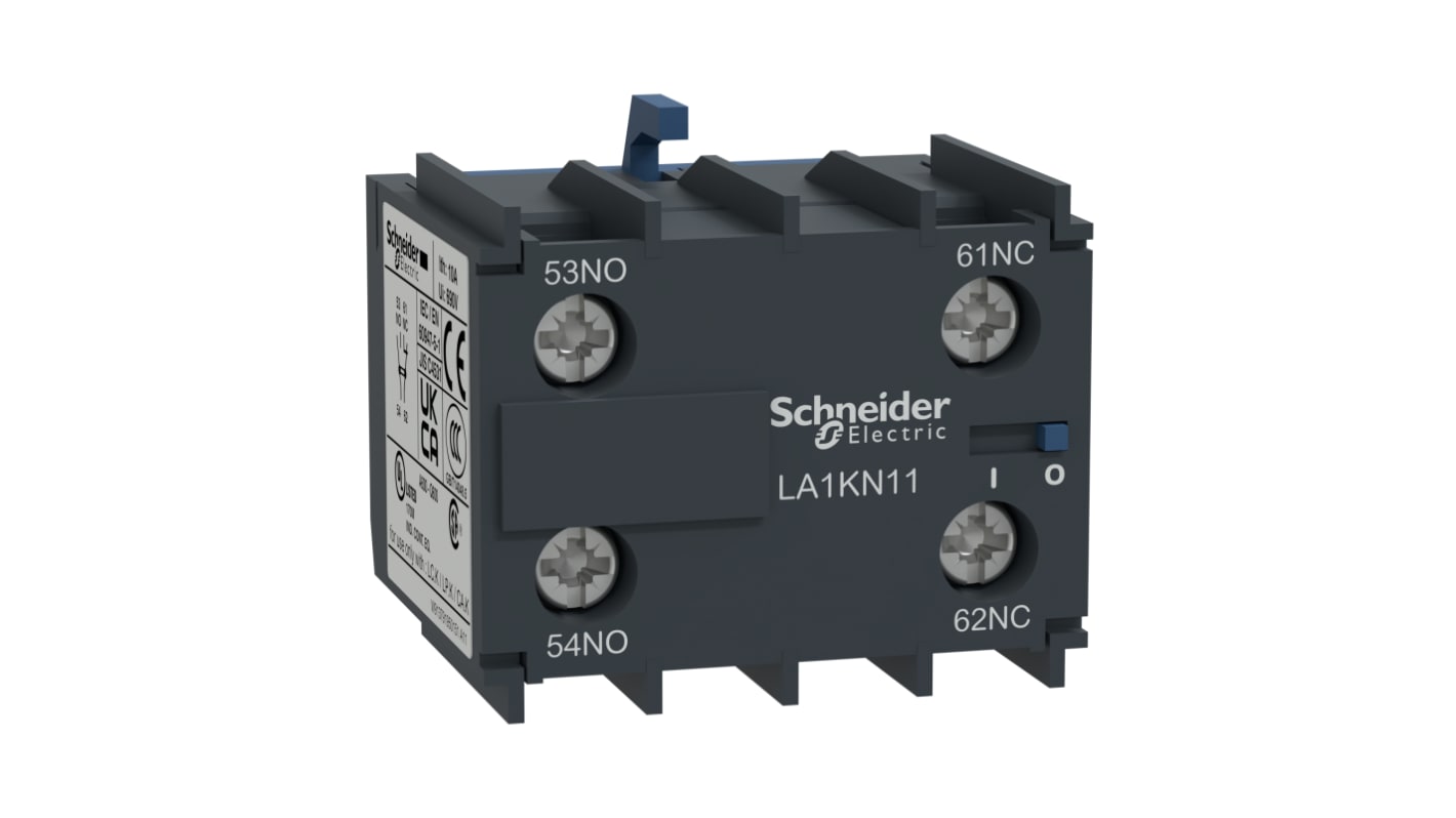 Contatto ausiliario Schneider Electric, 2 contatti, 2 N/A, montaggio frontale, serie LA1K