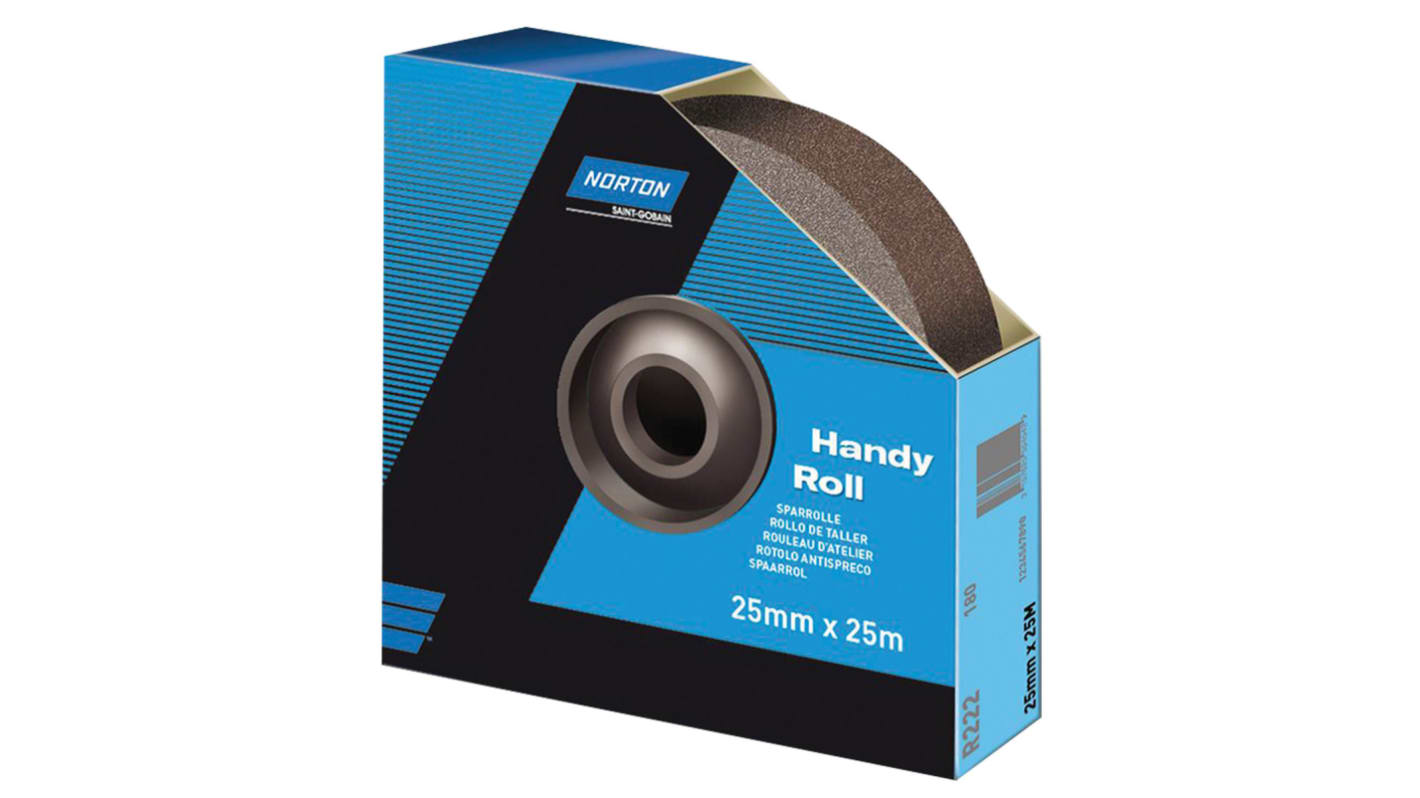 63642531808 Norton P150 Grit Very Fine Sandpaper Roll, 25m x 25mm RS