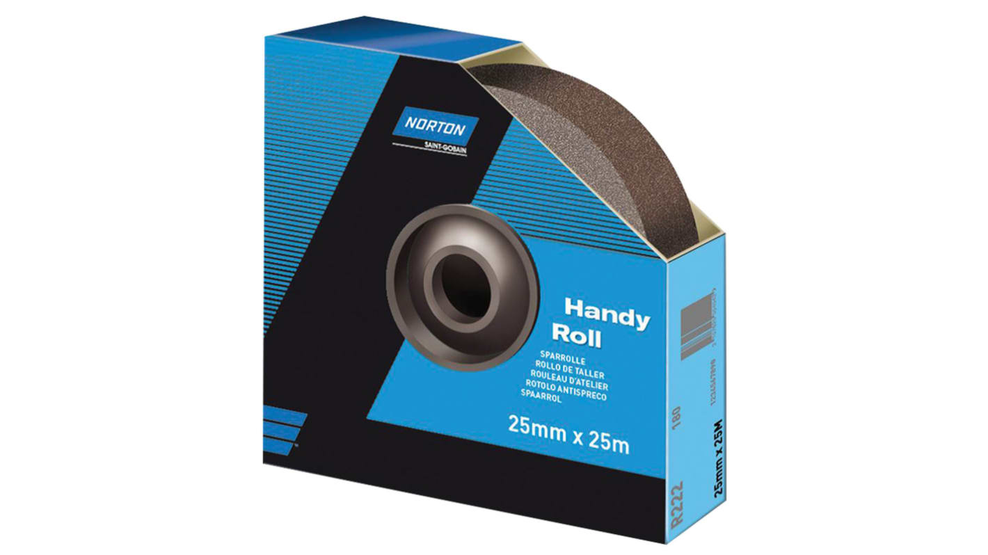 Norton P50 Grit Coarse Sandpaper Roll, 25m x 25mm