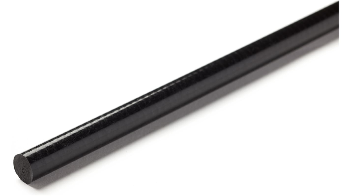 RS PRO Black Glass-Reinforced Plastic GRP Rod, 1m x 10mm Diameter