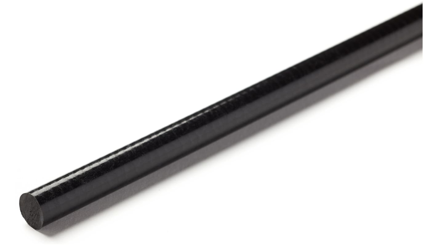 RS PRO Black Glass-Reinforced Plastic GRP Rod, 1m x 25mm Diameter