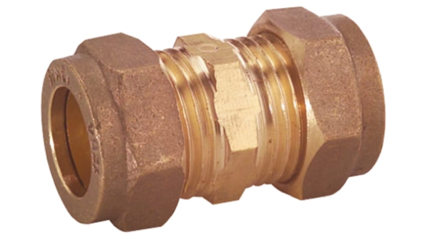 RS PRO Brass Pipe Fitting, Straight Compression Coupler 12mm