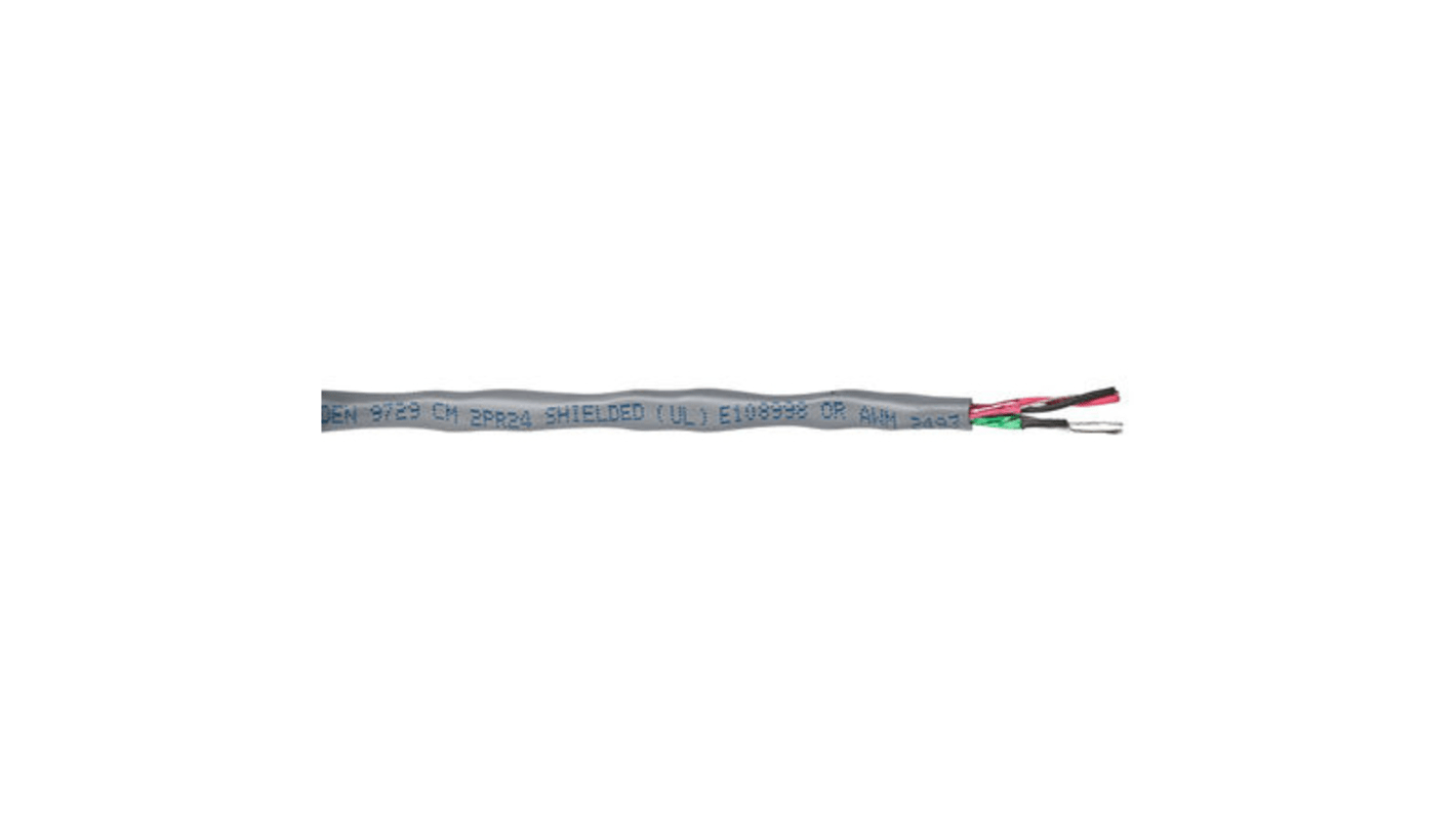 Cable de datos apantallado Belden de 4 conductores, 2 pares, 0,22 mm², 24 AWG, long. 30m, Ø ext. 6.76mm, funda de PVC