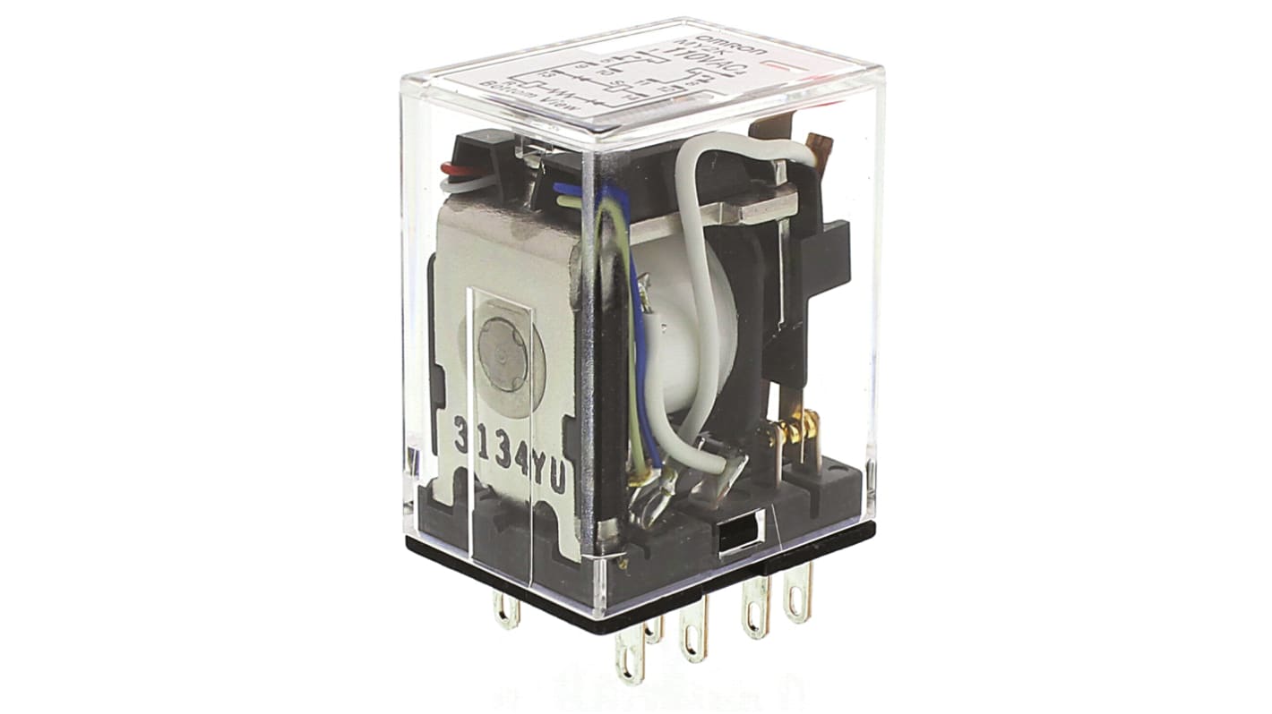 MY2K AC110 Omron Plug In Latching Relay, 110V ac Coil, 1A Switching Current, DPDT RS