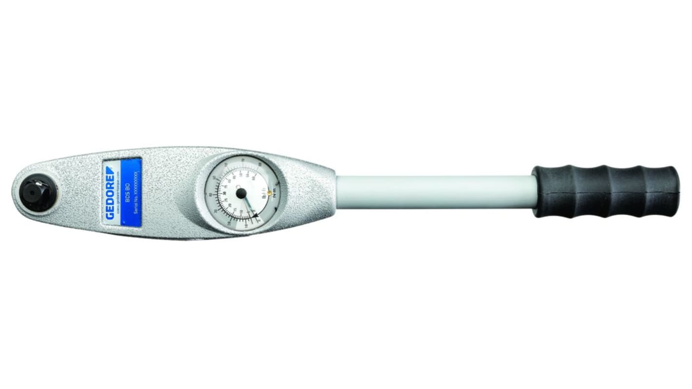 RS PRO Dial Torque Wrench, 16 → 80Nm, 1/2 in Drive, Square Drive