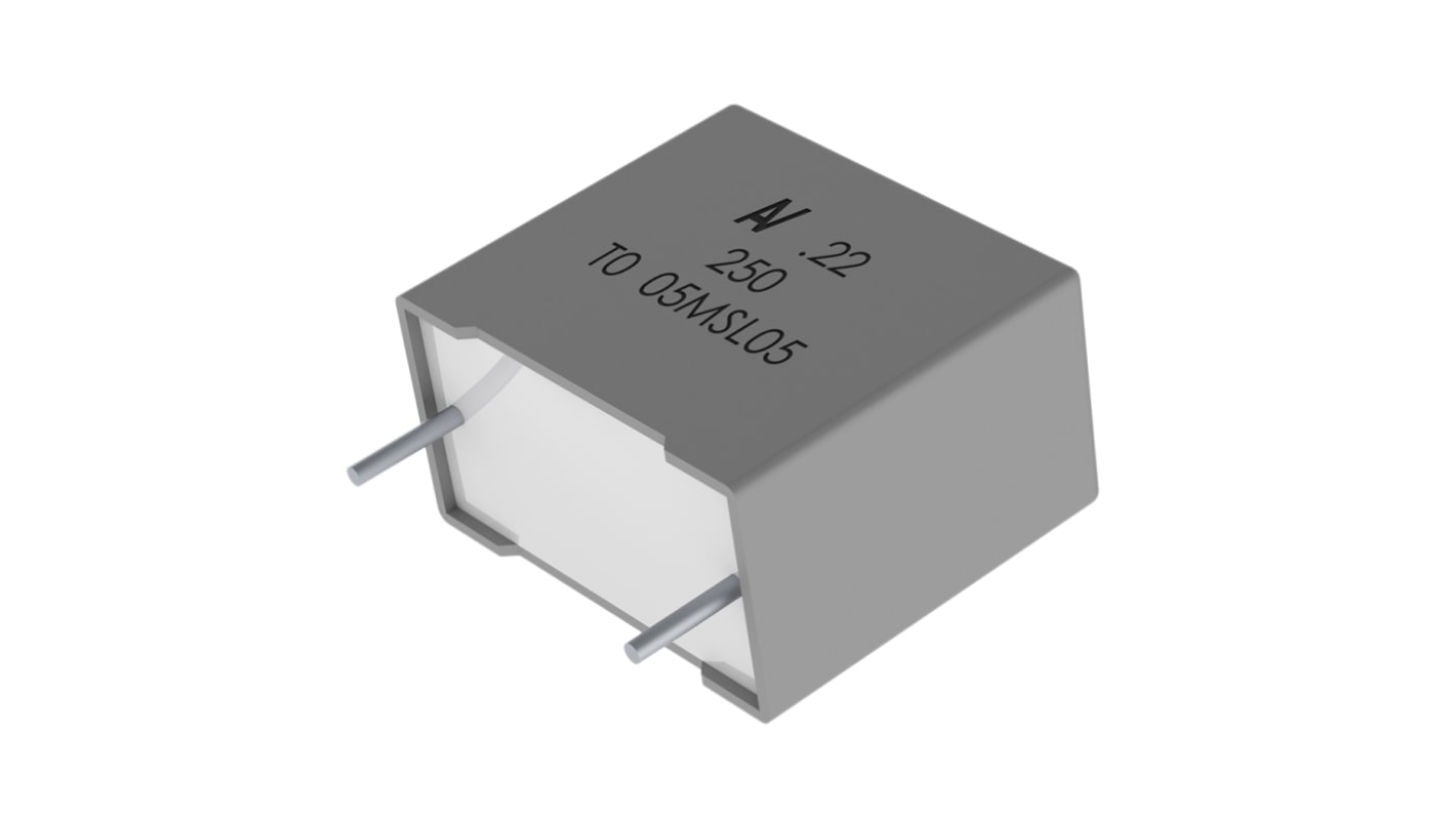 Condensador de película KEMET, 470nF, ±5%, 63 V ac, 100 V dc, Montaje en orificio pasante
