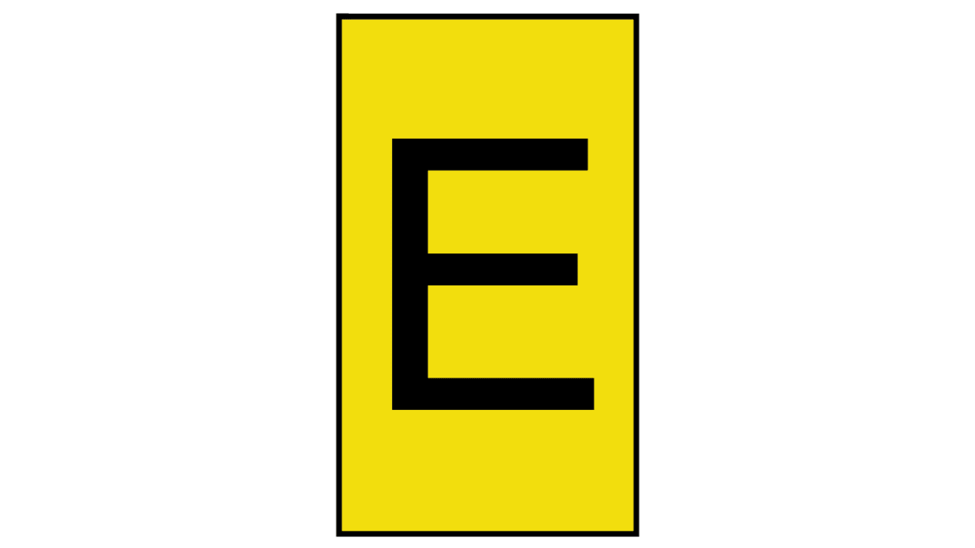 HellermannTyton Ovalgrip Slide On Cable Markers, Black on Yellow, Pre-printed "E", 2.5 → 6mm Cable