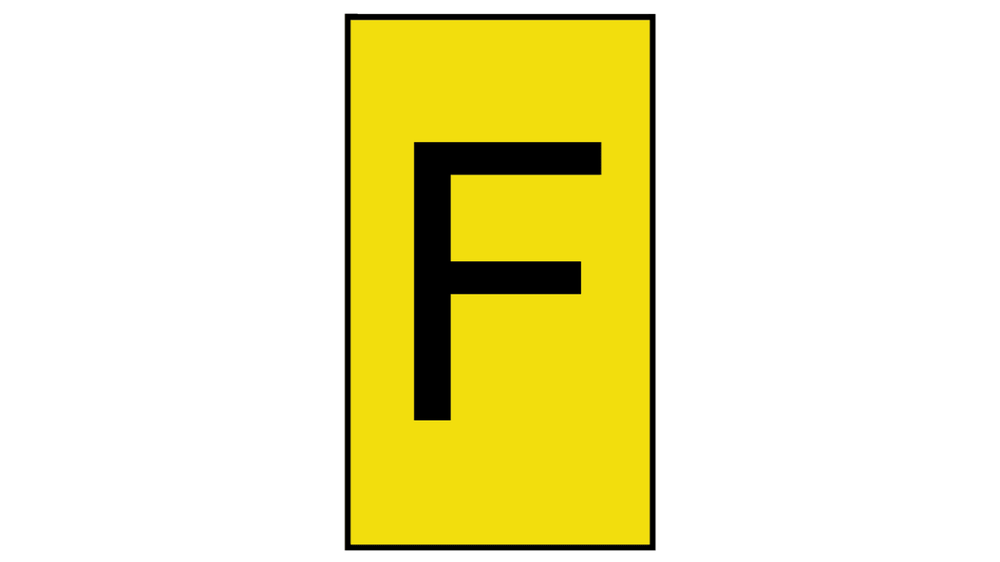 HellermannTyton Ovalgrip Slide On Cable Markers, Black on Yellow, Pre-printed "F", 2.5 → 6mm Cable