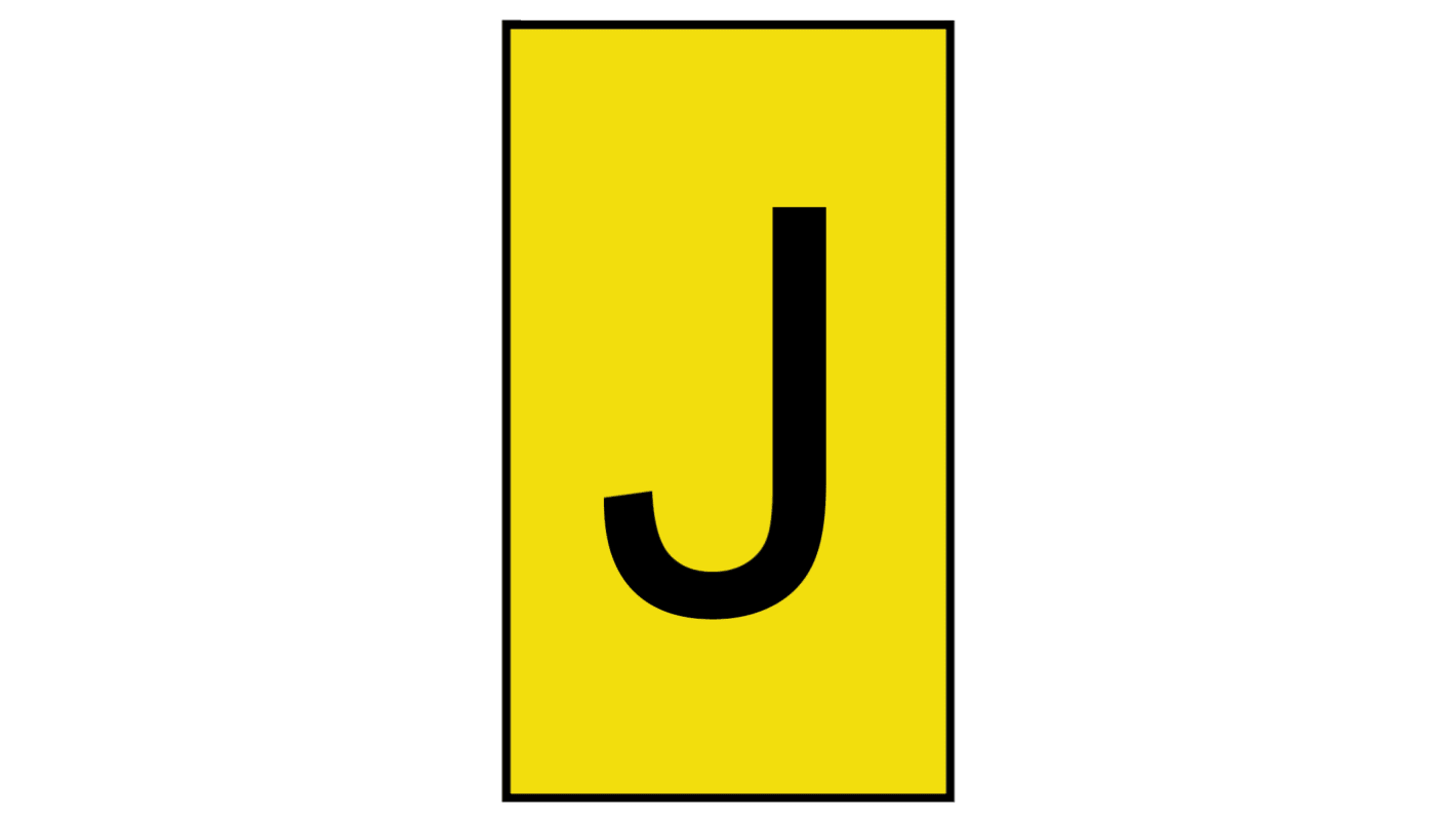 HellermannTyton Ovalgrip Slide On Cable Markers, Black on Yellow, Pre-printed "J", 2.5 → 6mm Cable