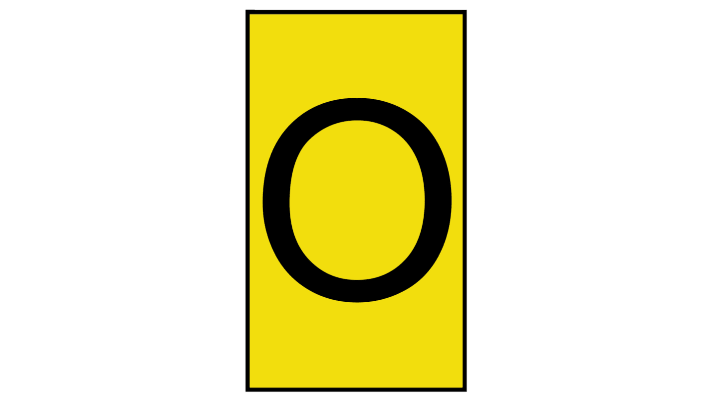 HellermannTyton Ovalgrip Slide On Cable Markers, Black on Yellow, Pre-printed "O", 2.5 → 6mm Cable