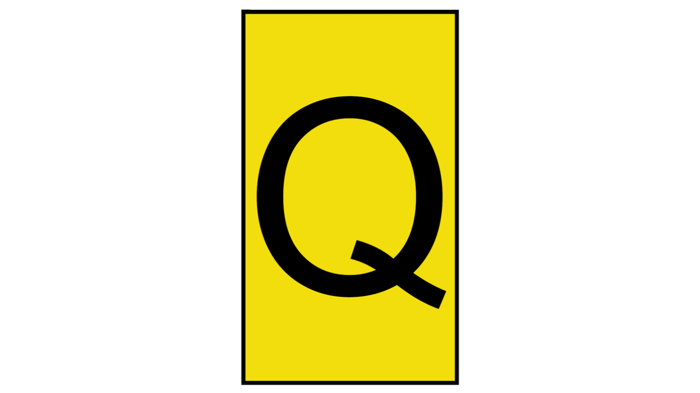 HellermannTyton Ovalgrip Slide On Cable Markers, Black on Yellow, Pre-printed "Q", 2.5 → 6mm Cable