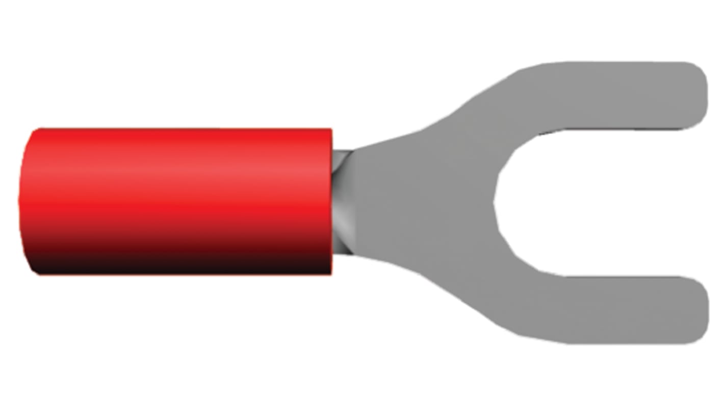 TE Connectivity PIDG Rot Isoliert Gabelkabelschuh B. 9.53mm Nylon, min. 0.26mm², max. 1.65mm² 22AWG 16AWG, Nicht