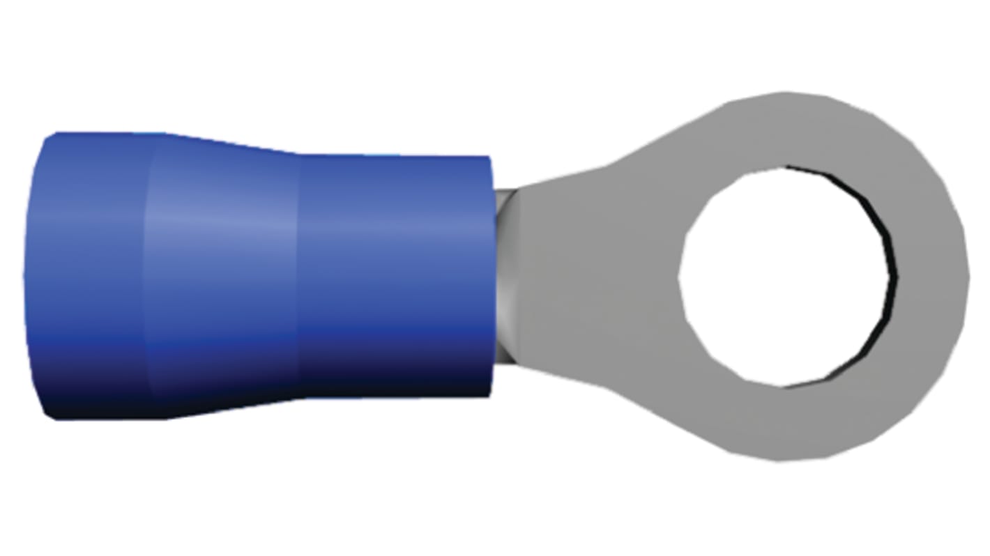 TE Connectivity PLASTI-GRIP Ringkabelschuh, Isoliert, PVC, Blau, aussen ø 8.71mm, innen ø 5mm, max. 2.6mm², #10