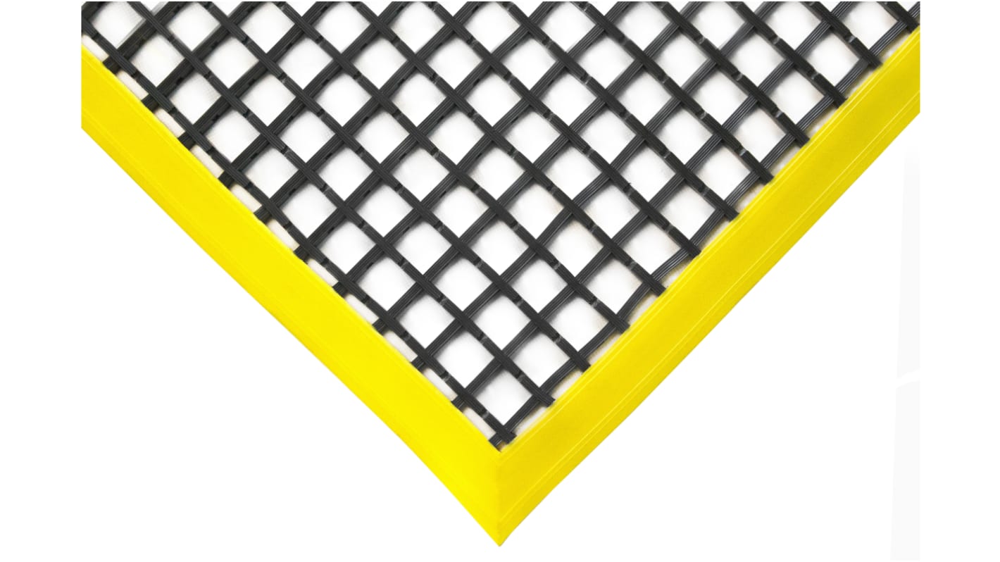 Tappeto antifatica Coba Europe in PVC, 1.2m x 0.6m x 12mm, col. Nero/Giallo, Antiscivolo