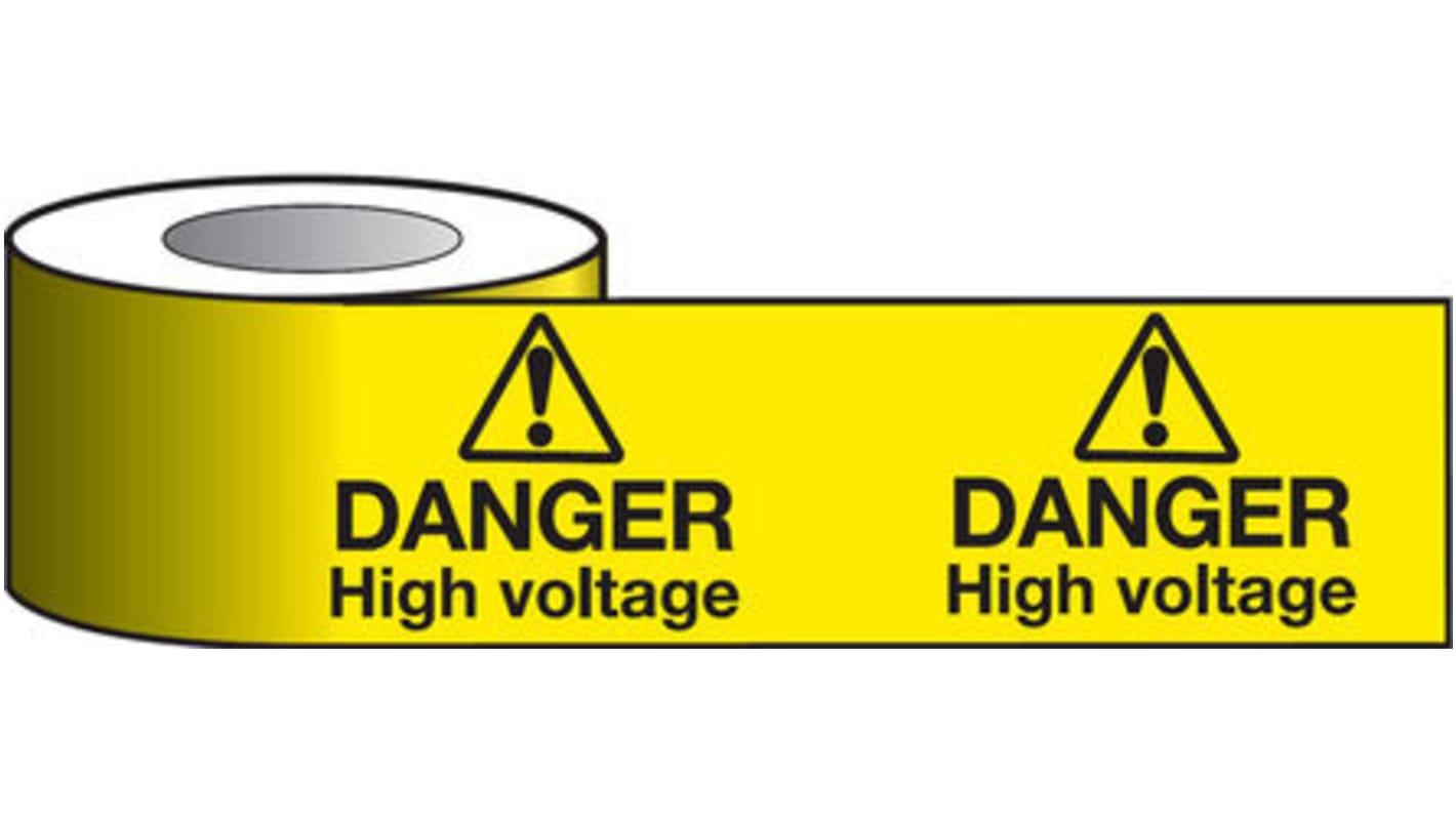 RS PRO Black/Yellow Polyethylene 100m Barrier Tape