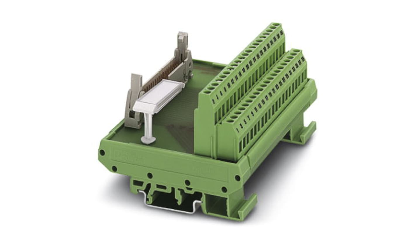 Phoenix Contact FLKM 10 Series 10-Contact Male Interface Module, Flat Ribbon Cable Connector, DIN Rail Mount, 1A