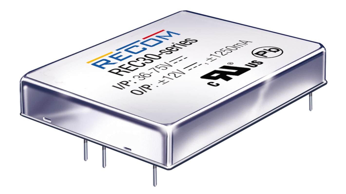 Recom REC30 DC/DC-Wandler 30W 24 V dc IN, 3.4V dc OUT / 6A Durchsteckmontage 1.6kV dc isoliert