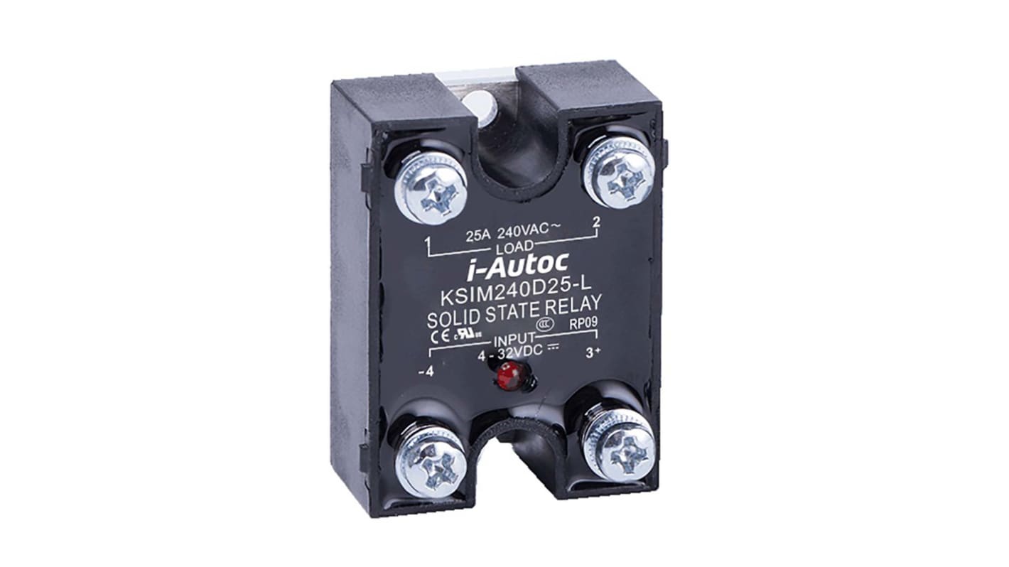 KSIM380D16L iAutoc Solid State Relay, 16 A Load, Panel Mount, 440 V ac Load, 32 V dc Control