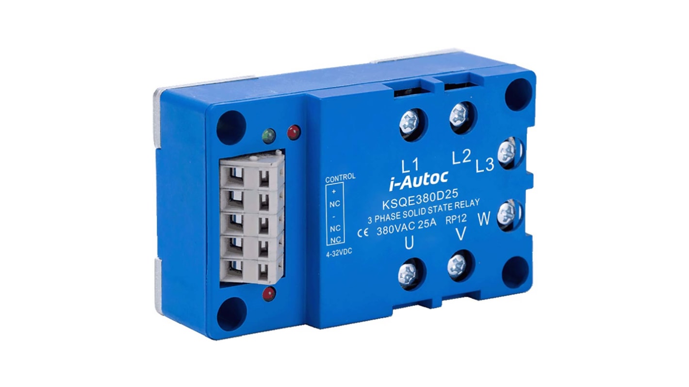 KSQE380D25 iAutoc Solid State Relay, 25 A Load, Panel Mount, 440 V
